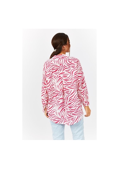 Armonika Kadın Fuşya Zebra Desen Oversize Uzun Basic Gömlek Arm-22y001145