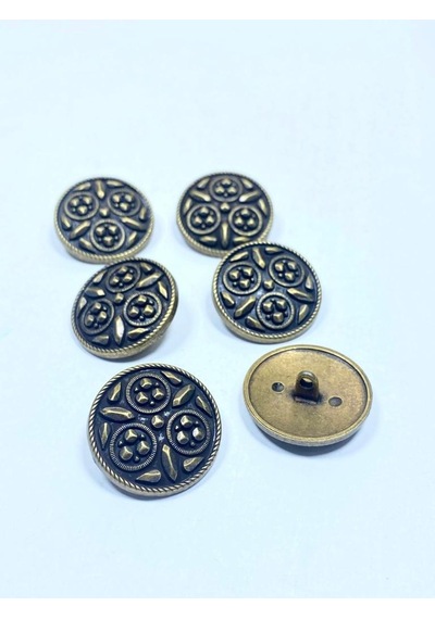 Trençkot Ceket Düğmesi / Metal Düğme / Antik Sarı / 2,5 Cm / 6 Lı