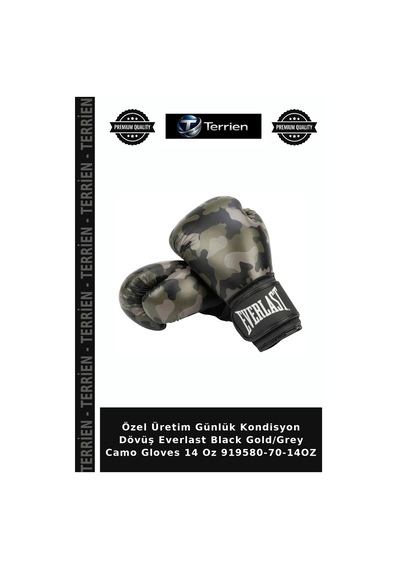 Özel Üretim Günlük Kondisyon Dövüş Everlast Black Gold/grey Camo Gloves 14 Oz 919580-70-14oz Siyah - Altın
