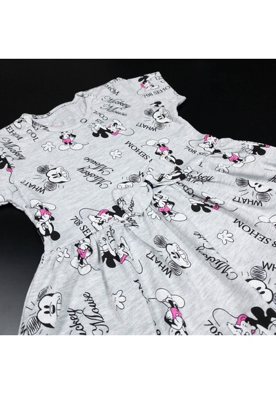 Momikon Mickey Mouse Desenli Elbise Gri