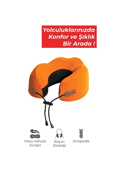 Viscofoam Cosy Ortopedik Seyahat Yastığı Visco Boyun Destekli Seyahat Yastığı - Turuncu | Ergo Travel