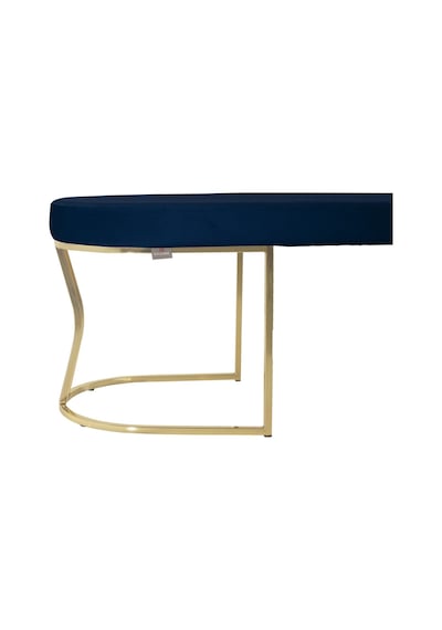 Viego Gold Smooth- Mavi Kapitoneli Model Puf & Bench & Koltuk- Oturak-uzun Makyaj Puff-yatak Odası Ucu &önü