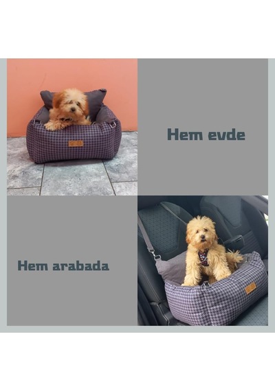 Köpek Oto Koltuğu- Seyahat Koltuğu-ayarlanabilir Çift Kordon- Kedi Yatağı-taşınabilir Gri Kazayağı Large