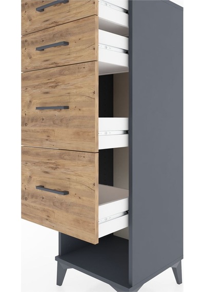 Hyperion Dolap 4 Çekmeceli 44x44x134 Antrasit-çam Antrasit