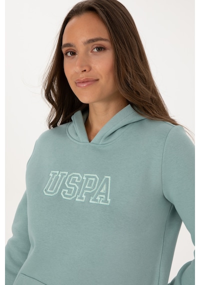 U.S. Polo Assn. Kadın Mint Şardonlu Kapüşonlu Basic Sweatshirt 50313566-VR090