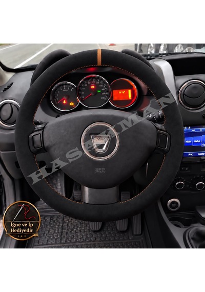 Dacia Duster Mk1 Dikme Direksiyon Kılıfı Full Alcantara Süet Taba Yüzük Ve Taba Dikiş 2010-2017 Siyah
