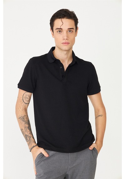 Siyah Polo Yaka T-shirt Siyah