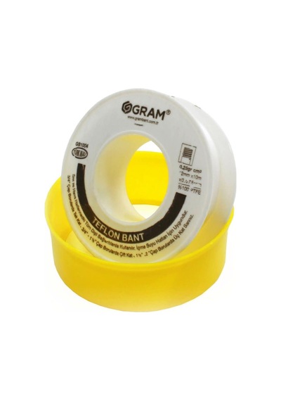 Gram Teflon Bant Sızdırmazlık Bandı 12 mm x 10 Mt 10 Adet - YERLİ ÜRETİM