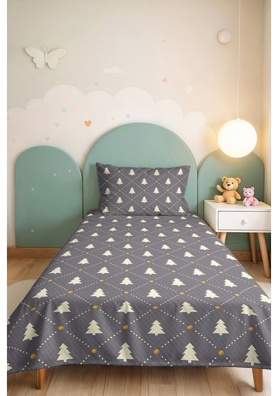 Çam Ağacı Gri Genç Odası Tek Kişilik Pike Takımı - Geometrik Hardal 160x220 Cm Kapitone Yatak Örtüsü Fısıltılı Göl İzi