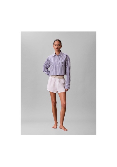 Calvin Klein Beyaz Kadın Pijama Alt Logo Super Poplın Short-16137