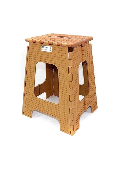 Katlanır Rattan Tabure Büyük Açık Bej