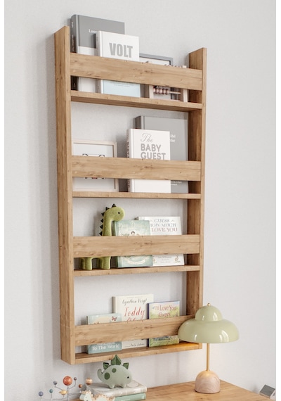 Afilli Montessori Çocuk Odası Kitaplığı Mdf Kitaplık 10x54x120 Cm Safir Meşe