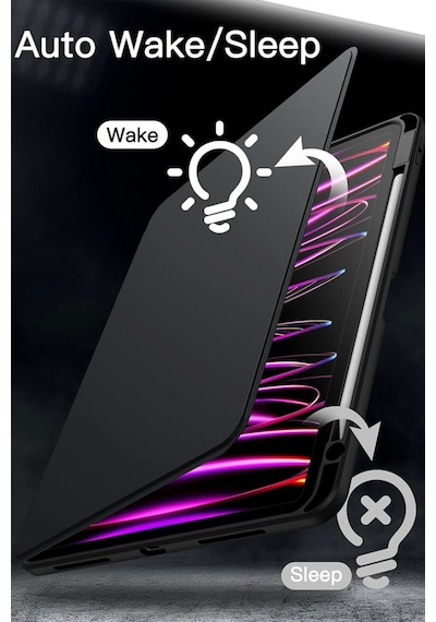 Apple Uyumlu iPad, Pro 11 2024 M4 Mvv83tu/a Mwr83tu/a Termik Kalem Bölmeli Dönebilen Standlı Kılıf Kapaklı Kılıf