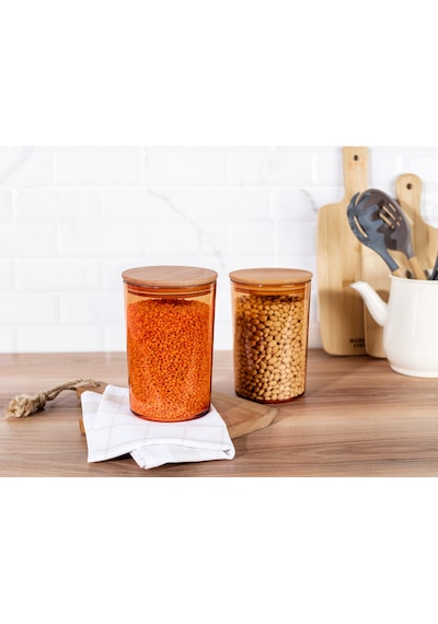 Madame Coco Yuviera 2300ml Ahşap Kapaklı Saklama Kabı 2'li 1ksakl0426 Diğer