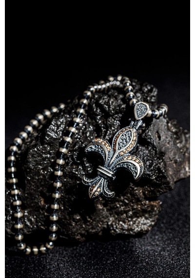 Vog Oksitli Fleur De Lis 1 Zirconia Taşlı 925 Ayar Gümüş Sevgiliye Eşe Babaya Kolye