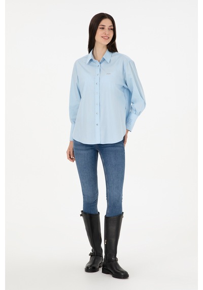 U.s. Polo Assn. Kadın Açık Mavi Gömlek Desenli 50293802-vr003 Açık Mavi