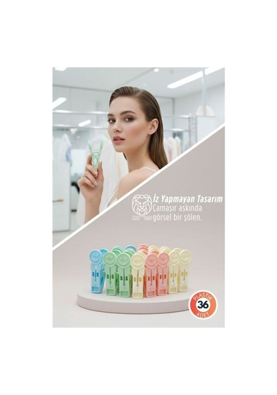Yuliya Serisi İz Bırakmaz Emoji Premium Renkli Çamaşır Mandalı 36'lı 722863