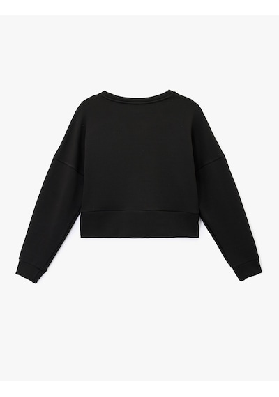 Koton Uzun Kollu Bisiklet Yaka Oversize Spor Sweatshirt Siyah 6wak10140nk Siyah