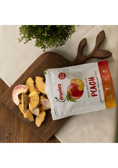 Fruvivo Dondurularak Kurutulmuş Şeftali Freeze Dry Şeftali Cipsi Şeker İlavesiz %100 Doğal Vegan Atıştırmalık 15 G