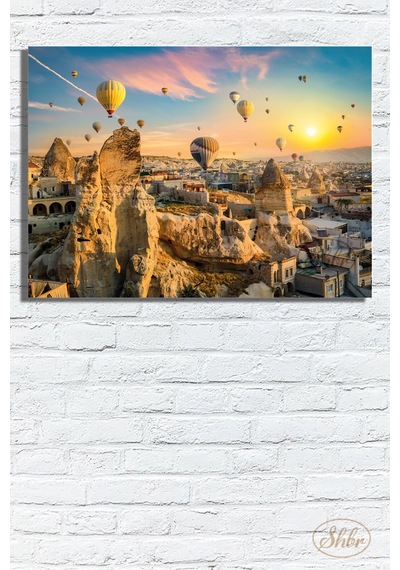 Tekli, Yatay, Kanvas, Dekoratif, Duvar, Tablosu , Kapadokya, Gün Doğumu Balon Turu,