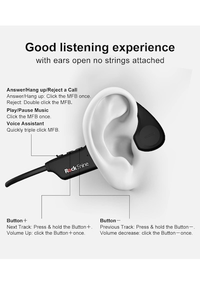 Açık Kulak Pro, Bluetooth Hava İletimi Spor Kulaklıklar - Egzersizler Ve Koşu Kablosuz Müzik İçin Harika Ter Geç