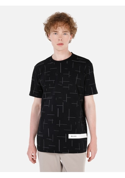 Colin's Colins Regular Fit Bisiklet Yaka Desenli Siyah Erkek Kısa Kol Tişört Cl1070140 Q1.v2 Blk Siyah