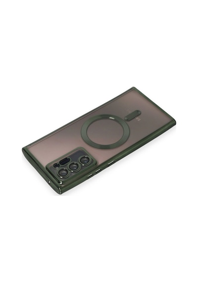 Samsung Galaxy Uyumlu Note 20 Ultra Kılıf Kross Magneticsafe Kapak - Koyu Yeşil Bz8683140653538
