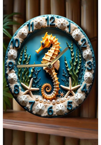 Denizatı Temalı 3d Görünümlü Mdf Duvar Saati Çift Katmanlı 33 Cm Sdw341 Renkli