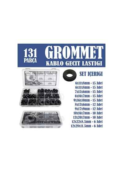 131 Parça Grommet Kablo Geçit Lastiği Seti
