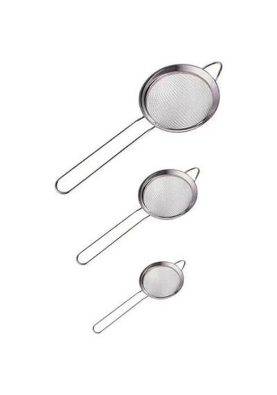 İnce Örgü 3'lü Süzgeç Seti, Paslanmaz Çelik, 6-7-8 Cm. Küçük Ağ Süzgeç, Kahve, Çay, Meyve Suyu İçin Diğer