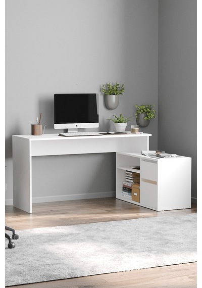 Çalışma Masası Fonksiyonel Çalışma Masası Ofis Masası Beyaz Beyaz