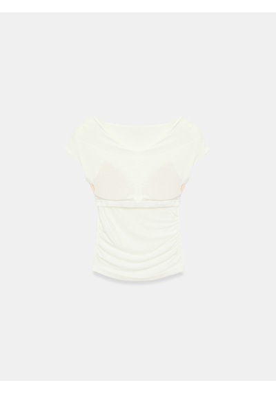 Dilvin 33157 Bra-free Büzgülü Top Ekru