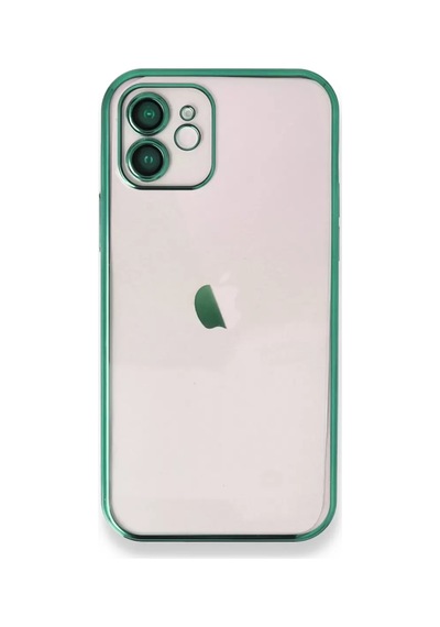 Apple iPhone Uyumlu 12 Kılıf Lensli Silikon - Yeşil Çok Renkli