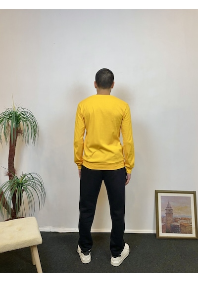 Süperlife Erkek Bisiklet Yaka Slim Fit İnce Sweatshirt Spr 20k17 Koyu Sarı