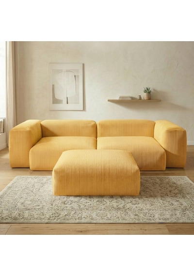 Relax Köşe Koltuk Takımı Sünger Koltuk Kanepe Divan Sarı