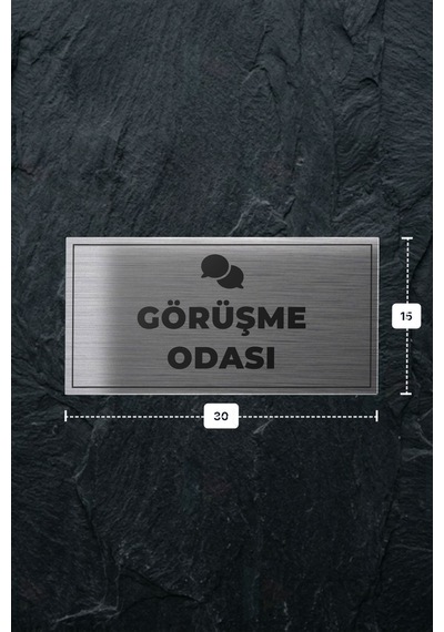 Görüşme Odası Yazılı - Metal - Gümüş Renk - Kapı İsimliği - 30x15 Cm