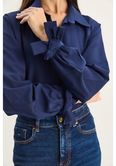 Shade Kadın Manşet Detaylı Poplin Gömlek 2153 60283763 - Lacivert