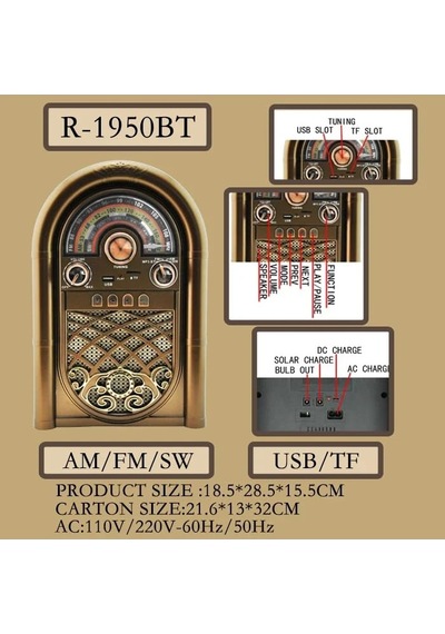 Retro Radyo Taşınabilir Bluetooth Speaker Ve Hoparlör Ahşap Kaplama Klasik Antika Tarzı İç Ve Dış Mekan Multiba