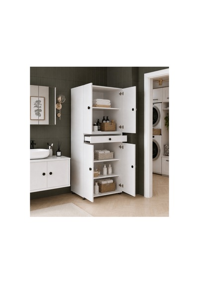 Beyaz Çok Amaçlı Banyo Dolabı Beyaz
