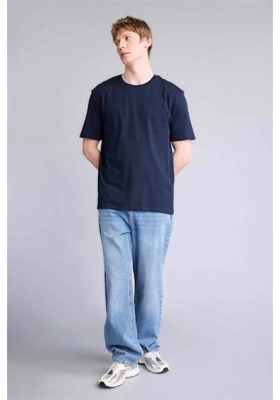 Defacto %100 Pamuk Basic Lacivert Erkek T-shirt V7699az/nv64 Lacivert