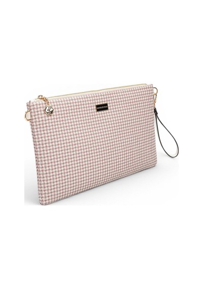 Silver Polo Bordo - Kemik Kaz Ayağı Ekose Kadın Portföy Ve Clutch El Çantası Sp1034