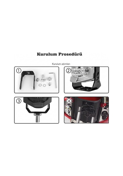 2 Adet Siyah Kuru Kafa Led Spot Sis Farı - 4 Işık Modlu, Ip68 Motosiklet Atv Utv Su Geçirmez Set