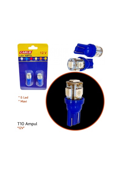 Carub 12v T10 Ampul 5 Led Smd Mavi Br0400234