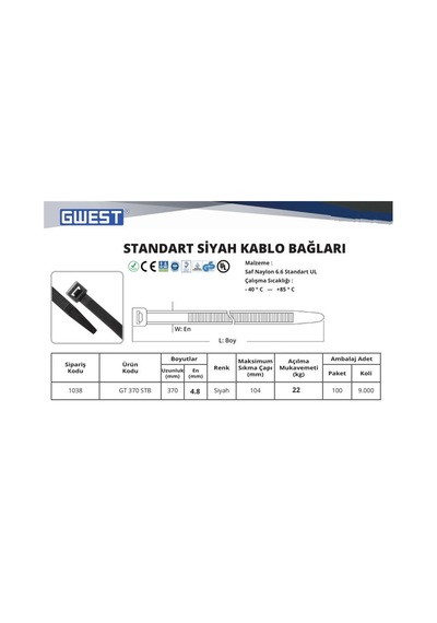 Gt 370stb 370x4,8mm Kablo Bagı