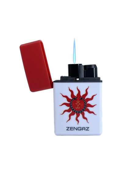 Zengaz Cool Tasarım Jet Alev Çakmak - Solar Ouroboros Edition Beyaz