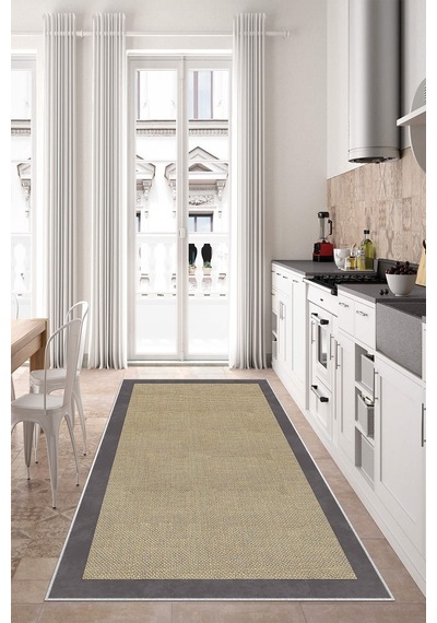 West Home Dijital Baskı Yıkanabilir Kaymaz Taban Salon Halısı Mutfak Halısı Koridor Halısı Wh 455 Grey