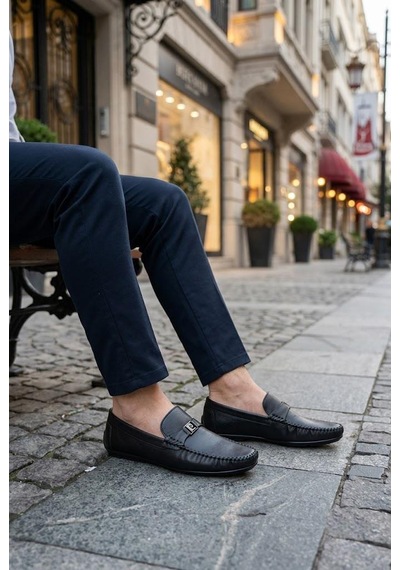 Pierre Cardin 90305 Rahat Esnek Hakiki Deri Erkek Loafer Ayakkabı Siyah