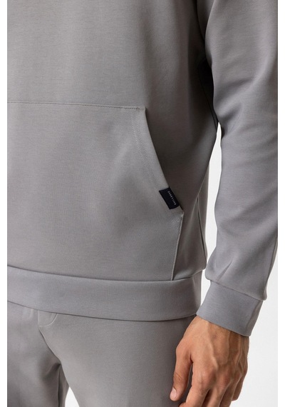 Backandbond Gri Regular Fit Pamuklu Kapüşonlu Kanguru Sweatshirt