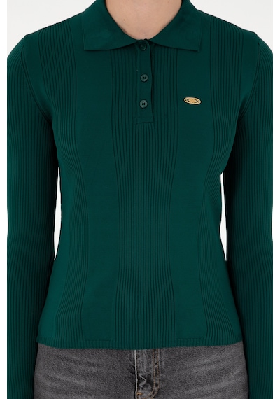 U.S. Polo Assn. Kadın Koyu Yeşil Polo Yaka Kazak 50297087-VR101