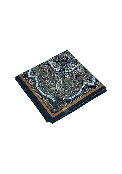 Mim Eşarp Mısırlı Eşarpları Büyük Boy Etnik Desenli Eşarp 120x120 Cm Lacivert - Kahve
